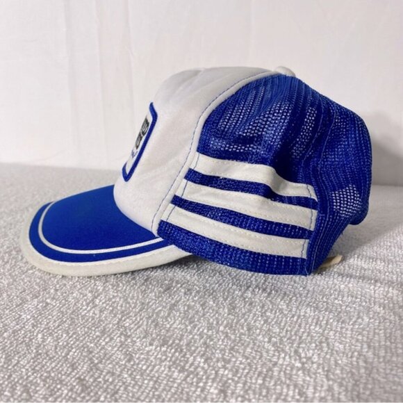 Vintage Blue White Consolidated Parts Mesh Back Snap Back Trucker Hat - Picture 2 of 10